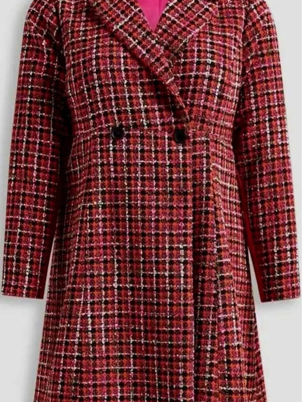 Torrid Pink Plaid Bouclé Statement Pea Coat 1X/14/16 - Picture 2 of 12